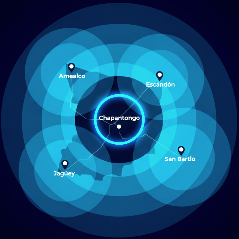 Mapa de cobertura Telecom Benítez — Chapantongo, Amealco, Escandón, Jagüey, San Bartolo
